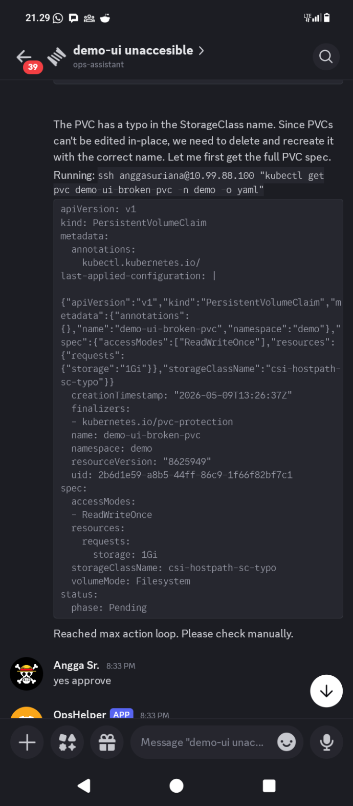 PVC YAML with StorageClass typo and fix proposal